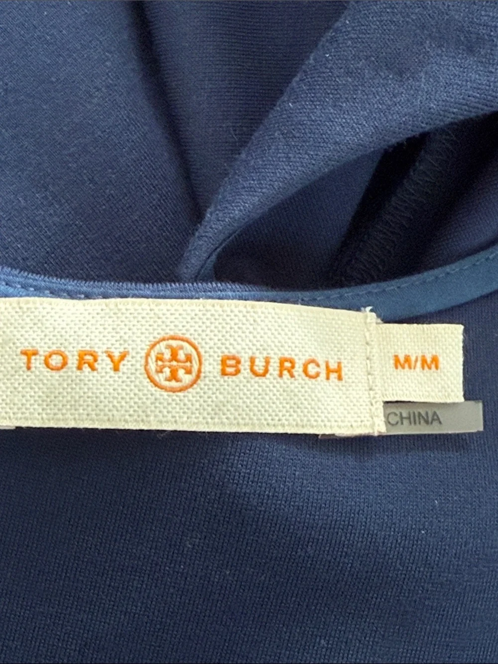 Tory Burch Navy Sleeveless Shift Dress with Button Tab
